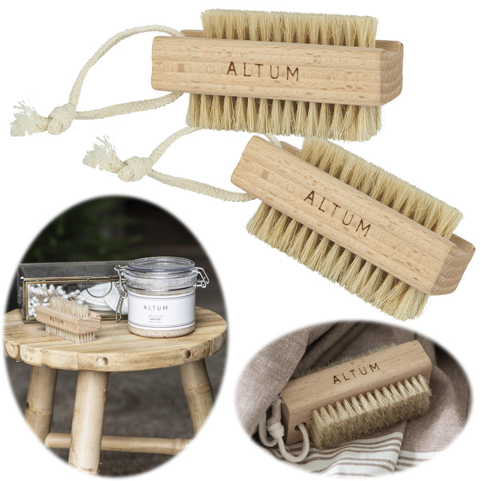 IB Laursen 2x Nagelbürste Altum Holz 10cm Natur Borsten Fingerbürste Handbürste