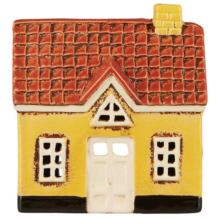 Teelichthaus Lichterhaus Nyhavn 14cm Gelb Braun Keramik Fachwerkhaus Teelichthalter