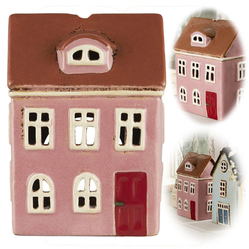 Teelichthaus Lichterhaus Nyhavn 15cm Rosa Keramik Fachwerkhaus Teelichthalter