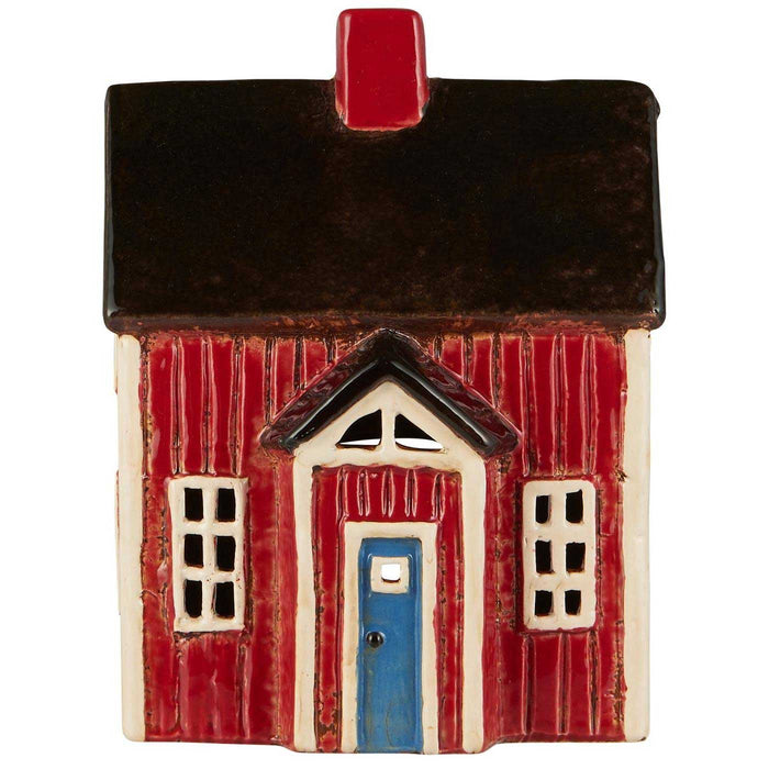 Teelichthaus Lichterhaus Nyhavn 17cm Rot Blau Keramik Fachwerkhaus Teelichthalter