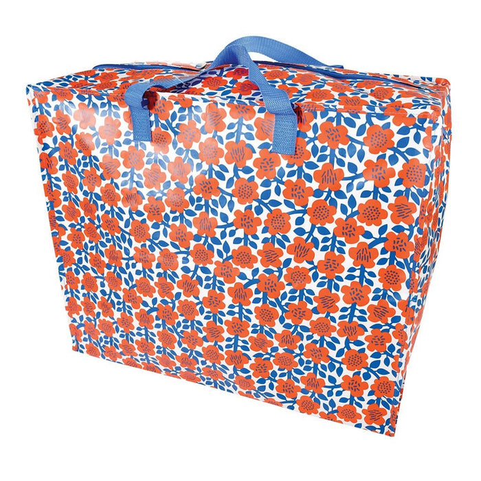 XXL Jumbo Bag Blumen Blau 55cm Recycled Allzwecktasche Einkaufstasche