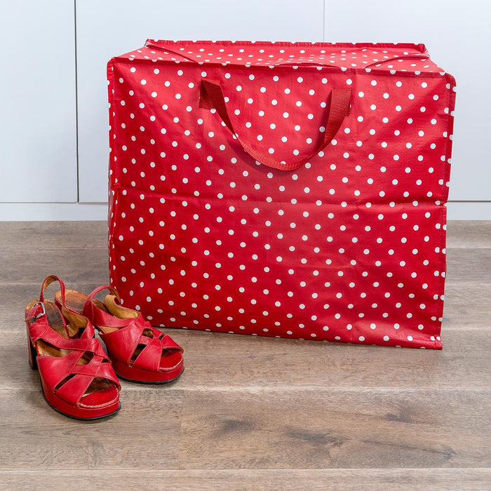 XXL Jumbo Bag Dot´s Rot Weiß 55cm Recycled Allzwecktasche Einkaufstasche