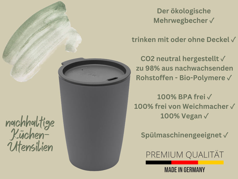 Design Coffee to Go Becher 310ml Grau Made in Germany Trinkbecher Kaffee Tee