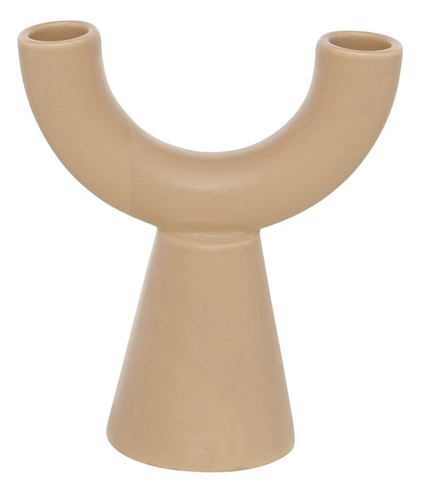 Bogen Kerzenständer Beige 16cm geschwungen Stabkerzen-Kerzenhalter