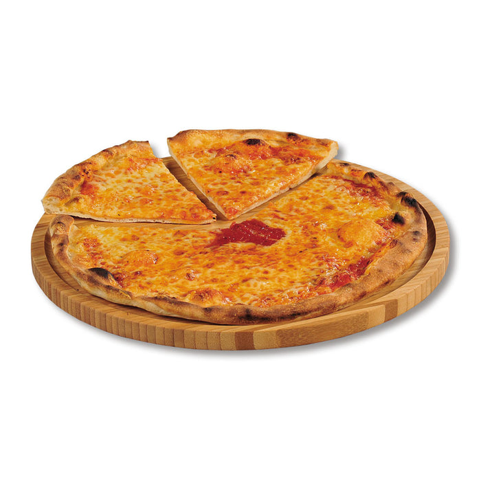 XL Pizzateller Servierteller 32cm FSC Bambus-Holz Schneidebrett Vesperbrett