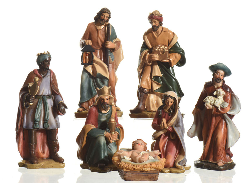 XL Krippenfiguren Set 7 Figuren 15cm Traditionell Handbemalt Krippe Krippenset