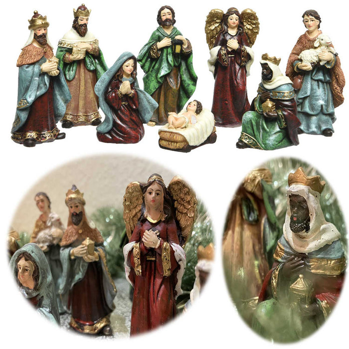 Krippenfiguren Set 8 Figuren 9cm Traditionell Handbemalt Krippe Krippenset Xmas