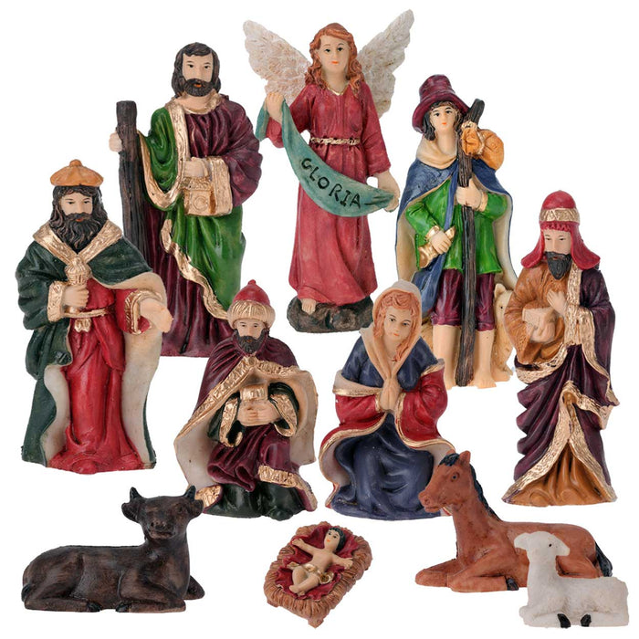 Krippenfiguren Set 11 Figuren 10cm Traditionell Handbemalt Krippe Krippenset Xmas