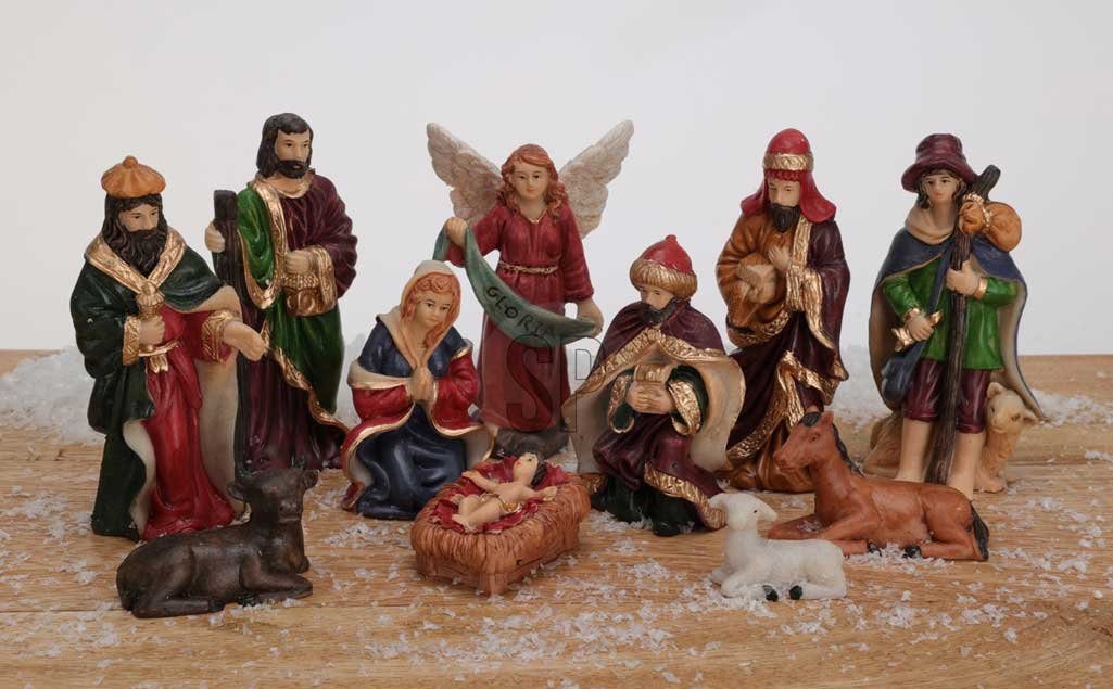 Krippenfiguren Set 11 Figuren 10cm Traditionell Handbemalt Krippe Krippenset Xmas