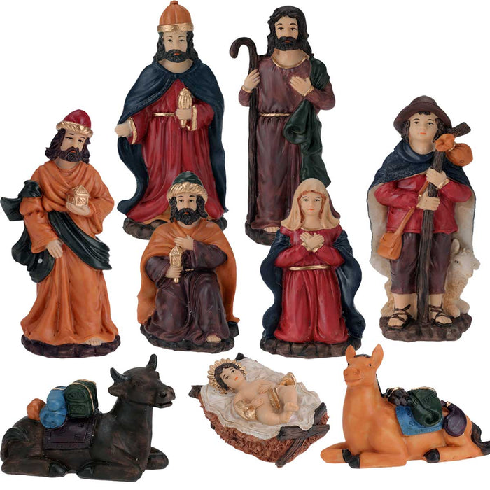 XL Krippenfiguren Set 9 Figuren 15cm Traditionell Handbemalt Krippe Krippenset