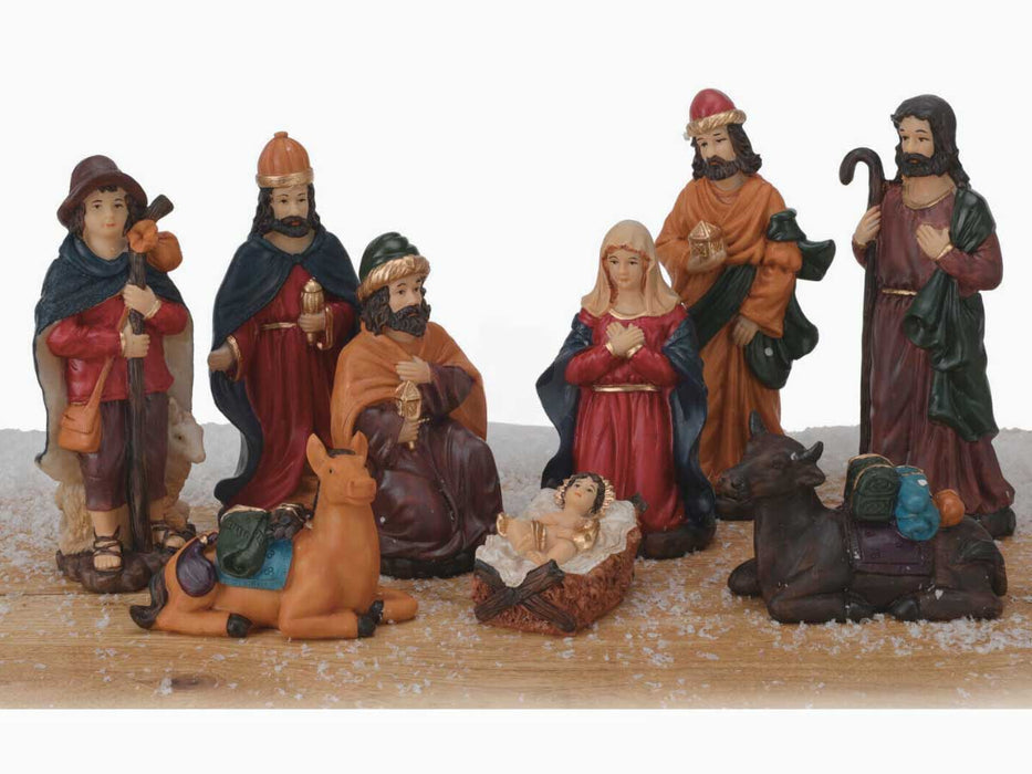 XL Krippenfiguren Set 9 Figuren 15cm Traditionell Handbemalt Krippe Krippenset