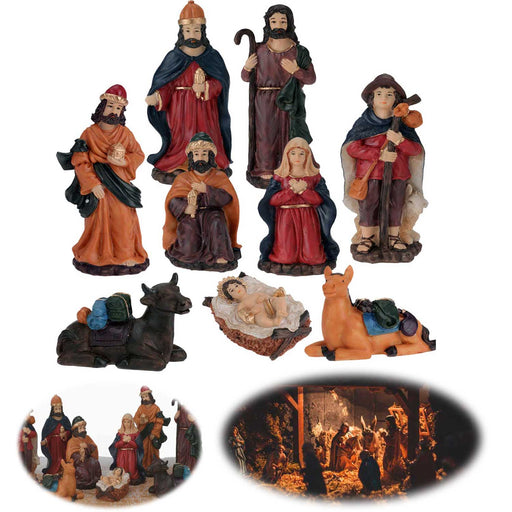 XL Krippenfiguren Set 9 Figuren 15cm Traditionell Handbemalt Krippe Krippenset