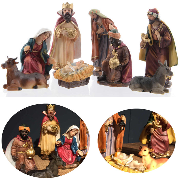 Krippenfiguren Set 8 Figuren 11cm Traditionell Handbemalt Krippe Krippenset Xmas