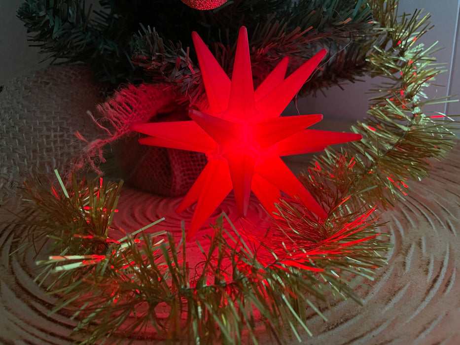 3D LED Außen Leuchtstern Ø 12cm Rot Timer Beleuchtet Weihnachtsstern