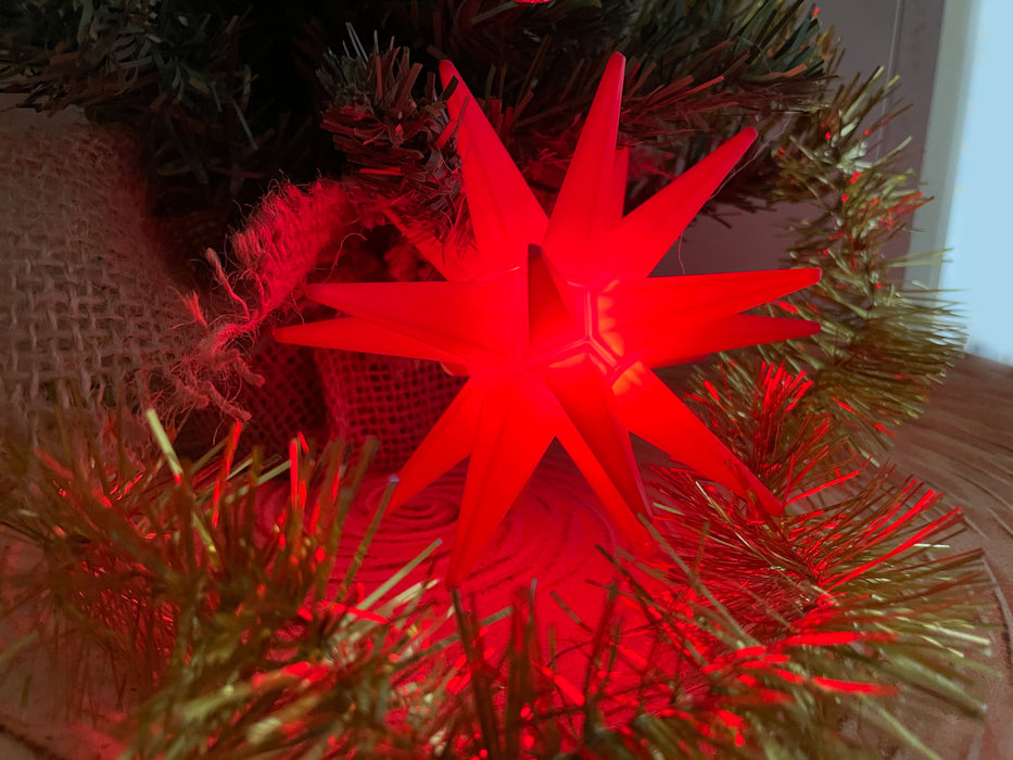 3D LED Außen Leuchtstern Ø 12cm Rot Timer Beleuchtet Weihnachtsstern