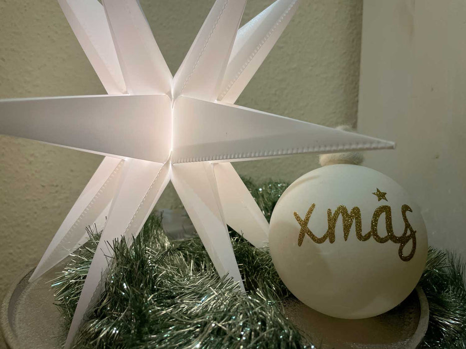 3D Außen Leuchtstern Ø 30cm Weiß 2 LED Timer Beleuchtet Weihnachtsstern