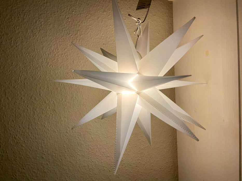 3D Außen Leuchtstern Ø 30cm Weiß 2 LED Timer Beleuchtet Weihnachtsstern