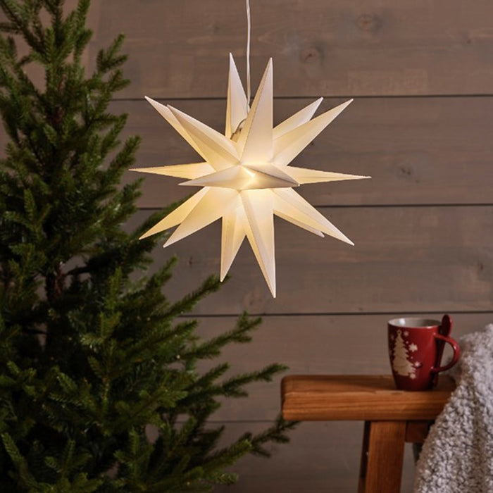 3D Außen Leuchtstern Ø 40cm Weiß 6 LED Beleuchtet Weihnachtsstern Faltstern