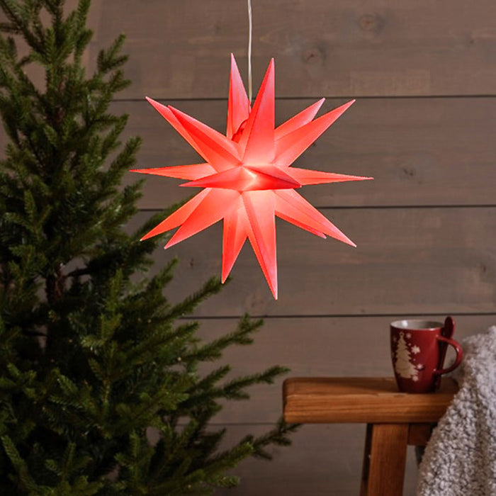 3D Außen Leuchtstern Ø 40cm Rot 6 LED Beleuchtet Weihnachtsstern Faltstern