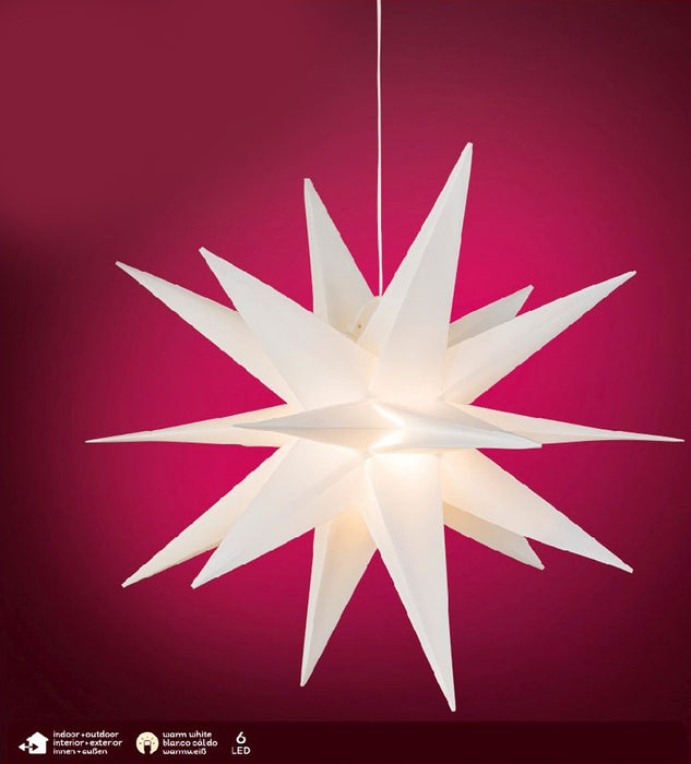 3D Außen Leuchtstern Ø 60cm Weiß 6 LED Beleuchtet Weihnachtsstern Faltstern