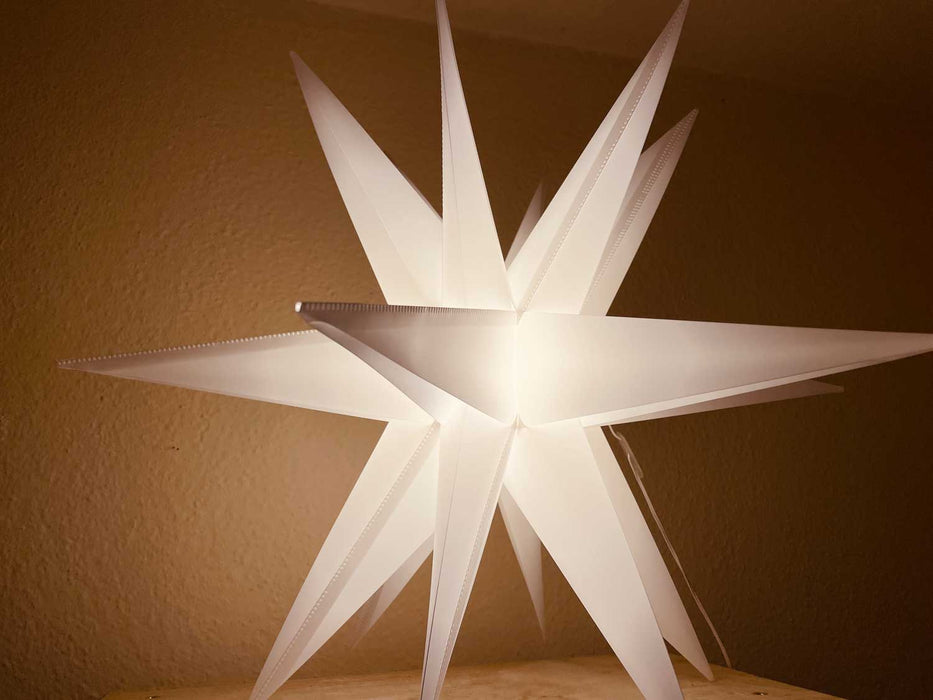 3D Außen Leuchtstern Ø 40cm Weiß 6 LED Beleuchtet Weihnachtsstern Faltstern