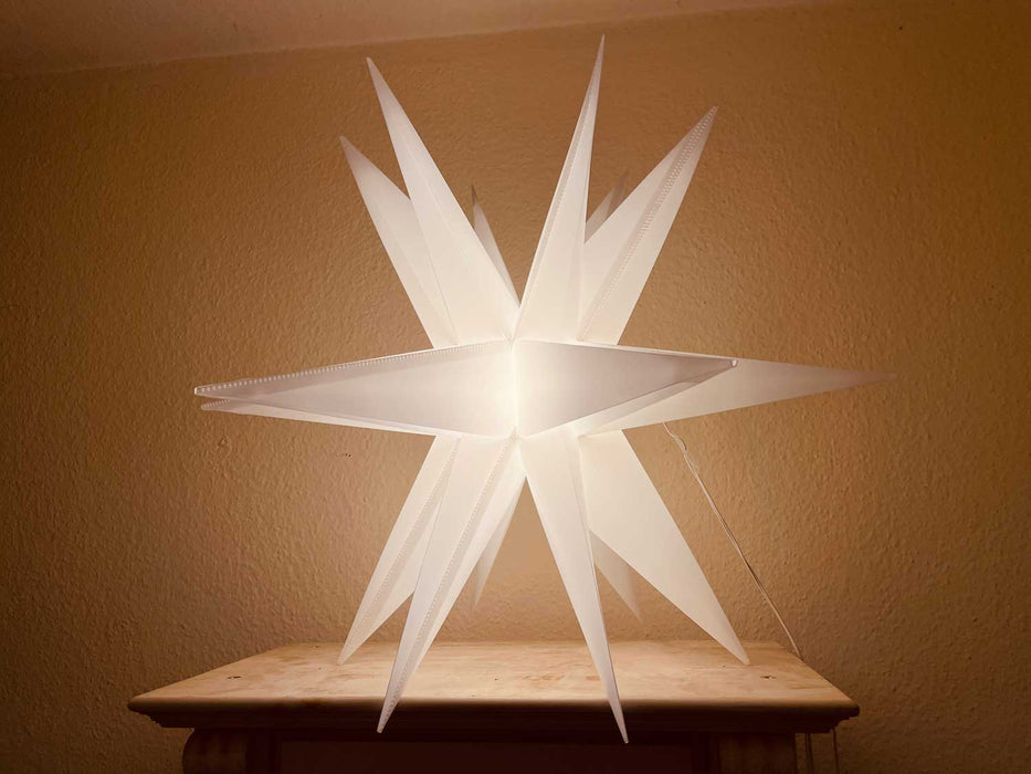 3D Außen Leuchtstern Ø 60cm Weiß 6 LED Beleuchtet Weihnachtsstern Faltstern