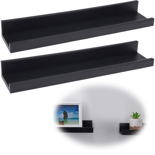 Wandregal Set 2-fach Schwarz 2 Regale 45cm Küchen-Regal Bücher Wand-Board