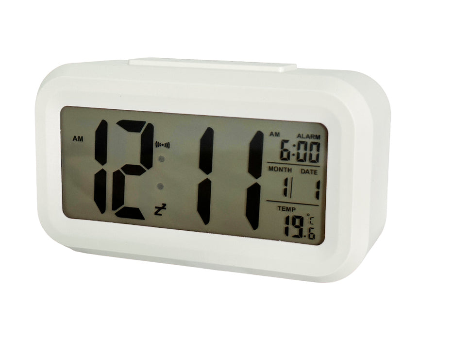 Design Digitaler Wecker Pastell Weiß 14x8cm Temperatur Snooze mit LED-Anzeige