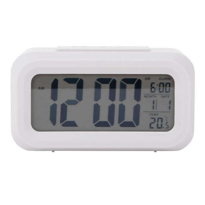 Design Digitaler Wecker Pastell Weiß 14x8cm Temperatur Snooze mit LED-Anzeige