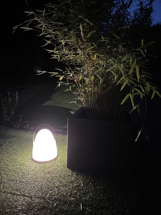 LED Gartenlaterne 25cm Weiß Grau Timer Camping-Leuchte Windlicht