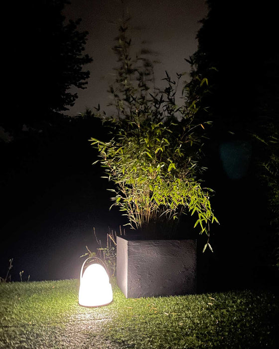 LED Gartenlaterne 25cm Weiß Grau Timer Camping-Leuchte Windlicht