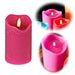 LED 3D Stumpenkerze Pink 12,5cm Timer Echtwachs flackernde flammenlose Kerze