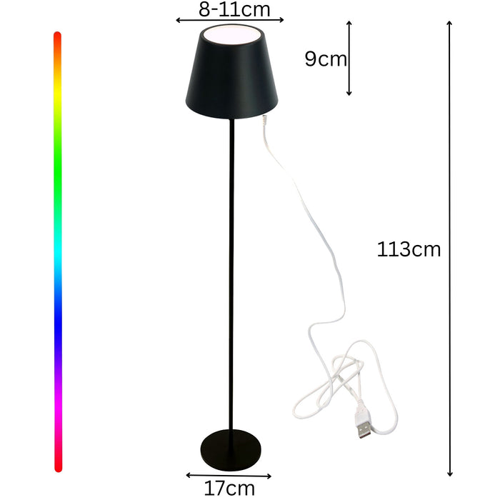 LED Touch RGB Stehlampe Ribe Schwarz 113cm kabellos Stehleuchte Dimmer Outdoor