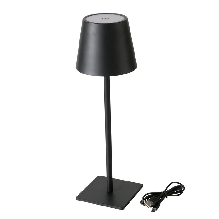 LED Touch Tischlampe Schwarz 35cm kabellos Tischleuchte Dimmer Terrassenleuchte