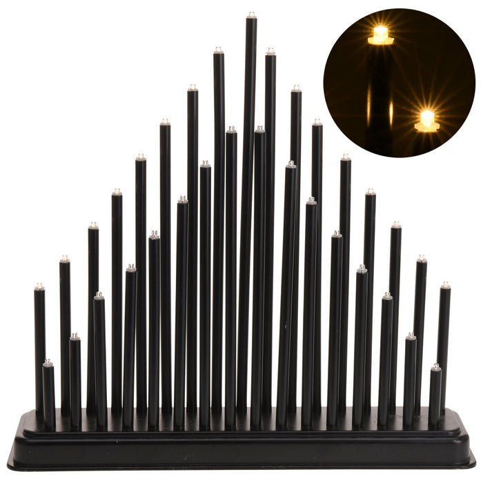 Schwibbogen Lichterbogen 33 LED Schwarz Batterie Fensterleuchter Pyramide