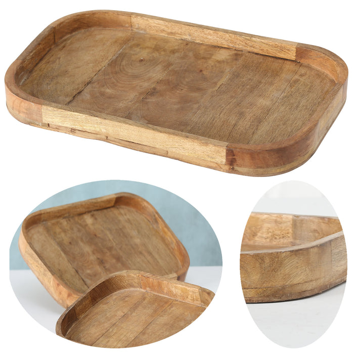 XXL Deko-Tablett Mango-Holz Braun 46cm groß Serviertablett Obst-Schale Brot