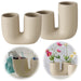 2x Nordic Blumenvase Set Ribe Beige 2tlg Keramik Doppelrohr System Tischvase