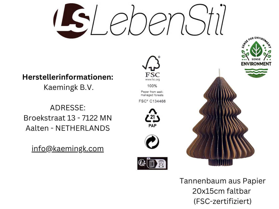 Papier Tannenbaum 15x11cm Braun Stehend / Anhänger Deko Weihnachten Baumschmuck