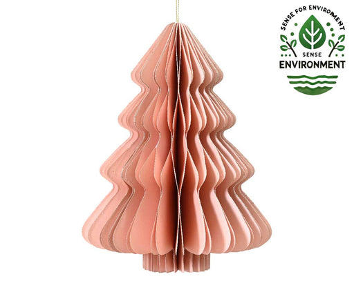 Papier Tannenbaum 20x15cm Rosa Stehend / Anhänger Deko Weihnachten Baumschmuck