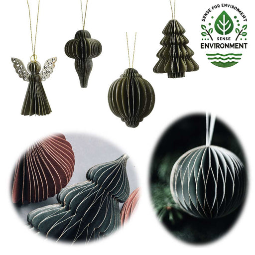 4x Wabenball Grün Rosmarin Papier-Kugel Dekohänger Weihnachten Baumschmuck