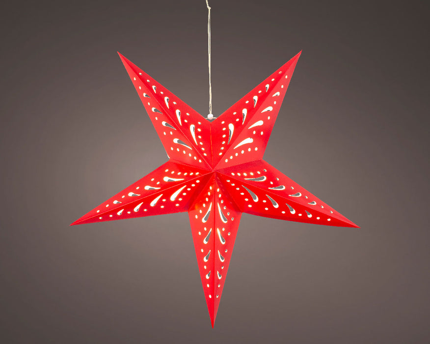 3D Leuchtstern Papierstern Ø 60cm Rot 20 LED Beleuchtet Weihnachtsstern