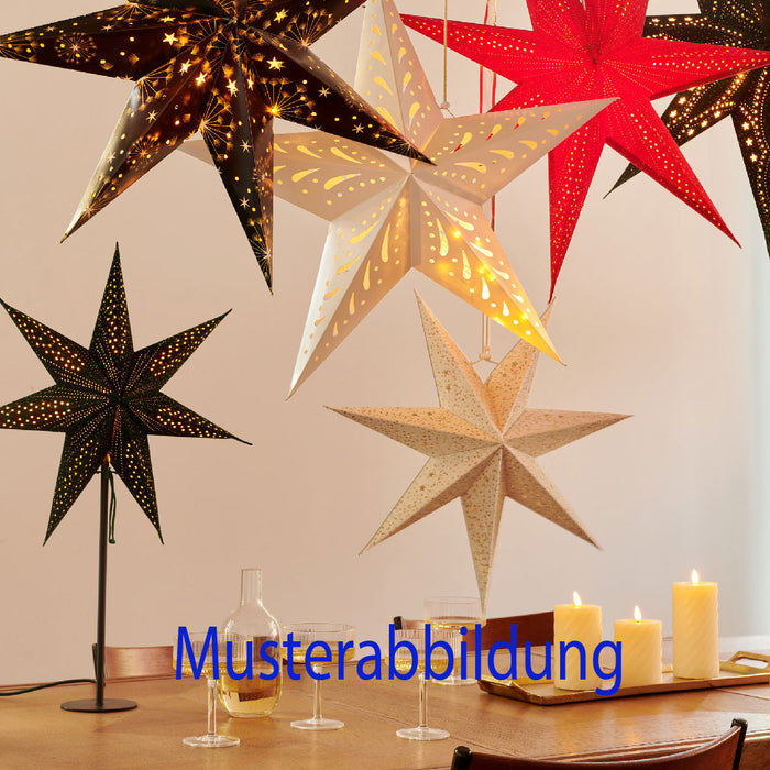 3D Leuchtstern Papierstern Ø 60cm Rot Ornament 20 LED Beleuchtet Weihnachtsstern