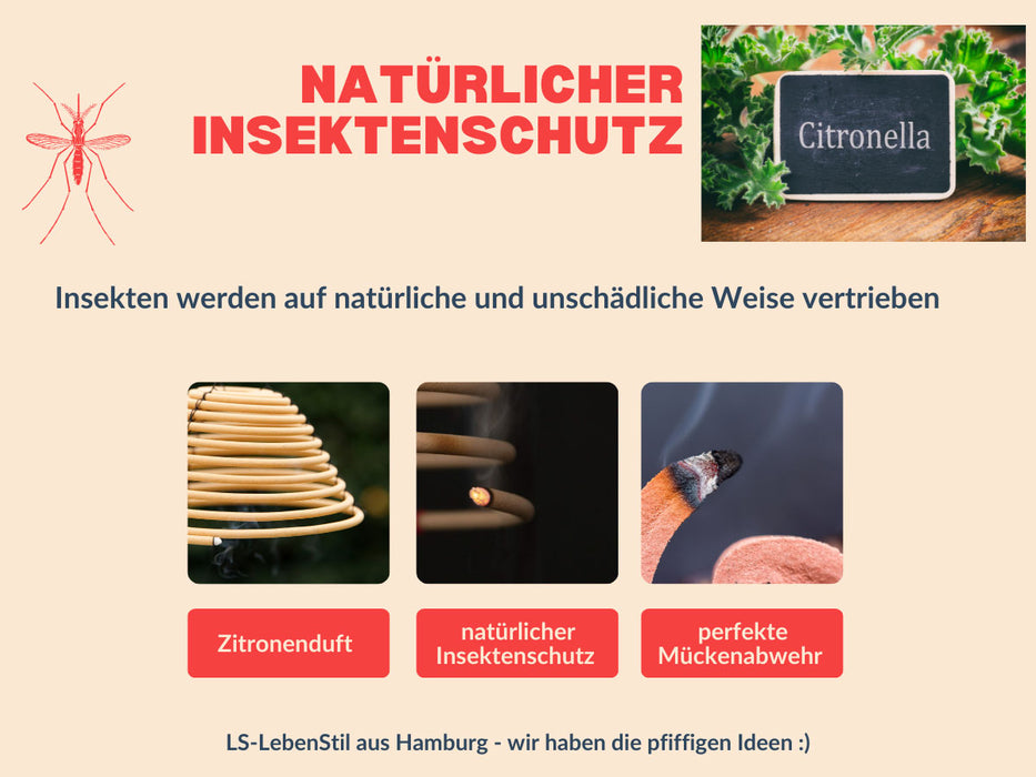 2x 3 Citronella Räucherspirale hängend mit Halterung Insektenschutz Mückenschutz