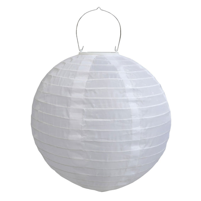 Design Solar LED Lampion Weiß 30cm Lichtsensor Nylon Gartenlaterne Hängelampe