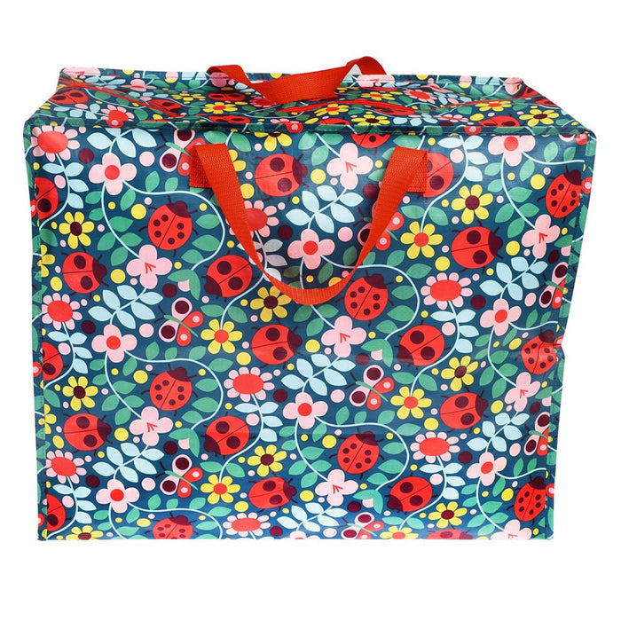 XXL Jumbo Bag Blumen Marienkäfer 55cm Recycled Allzwecktasche Einkaufstasche