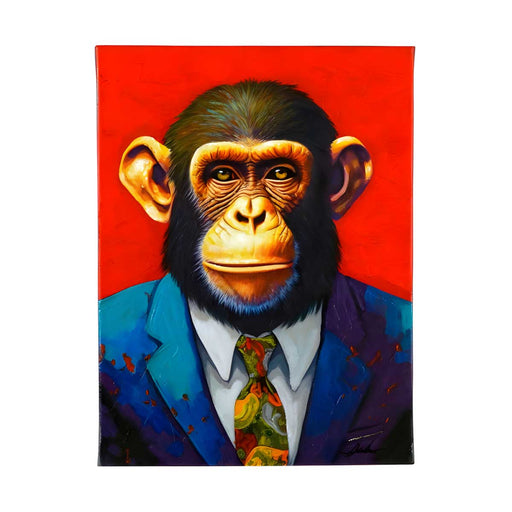 Wandbild Affe Acryl "CEO Monkey" 30x40cm handgemalt auf Leinwand