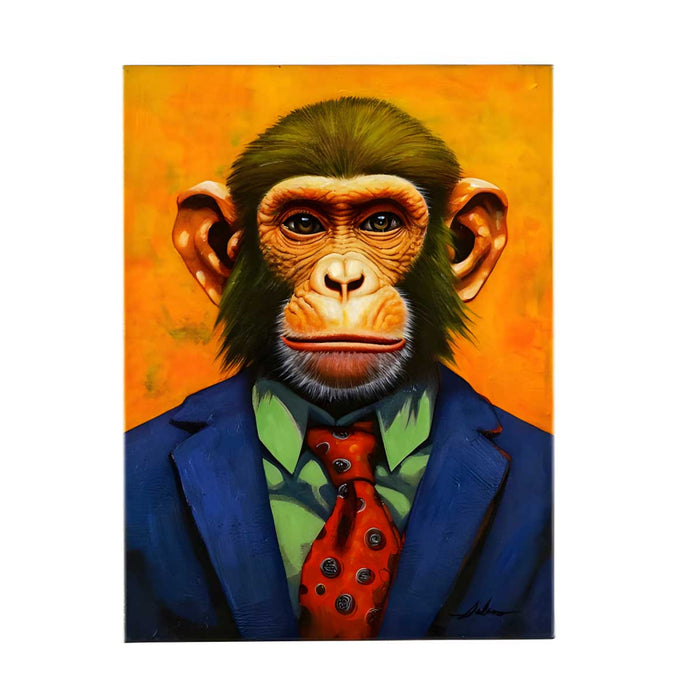 Wandbild Affe Acryl "Manager Monkey" 30x40cm handgemalt auf Leinwand