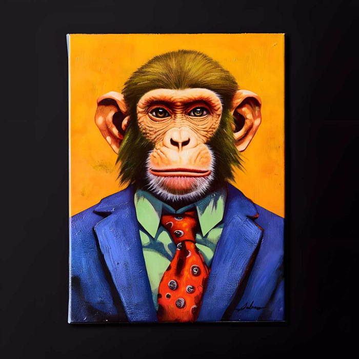 Wandbild Affe Acryl "Manager Monkey" 30x40cm handgemalt auf Leinwand