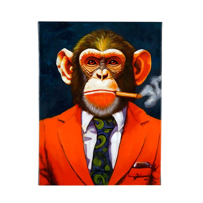 Wandbild Affe Acryl "Smoking Monkey" 30x40cm handgemalt auf Leinwand