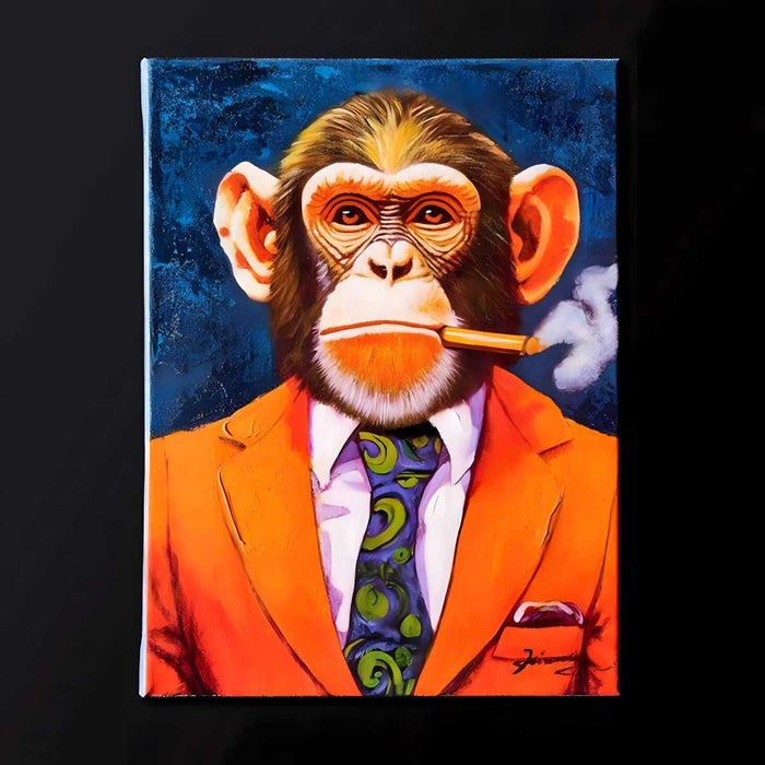 Wandbild Affe Acryl "Smoking Monkey" 30x40cm handgemalt auf Leinwand